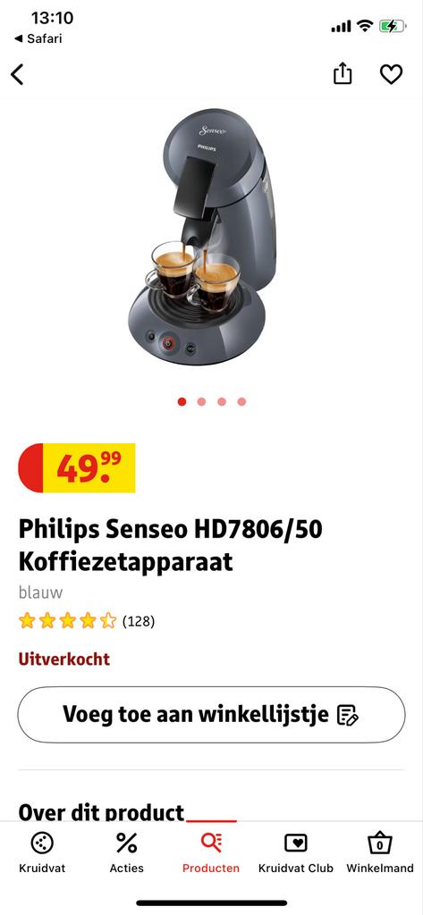 Philips Senseo HD7806/50 Koffiezetapparaat, Witgoed en Apparatuur, Koffiezetapparaten, Ophalen, Koffiepads en cups, 2 tot 4 kopjes