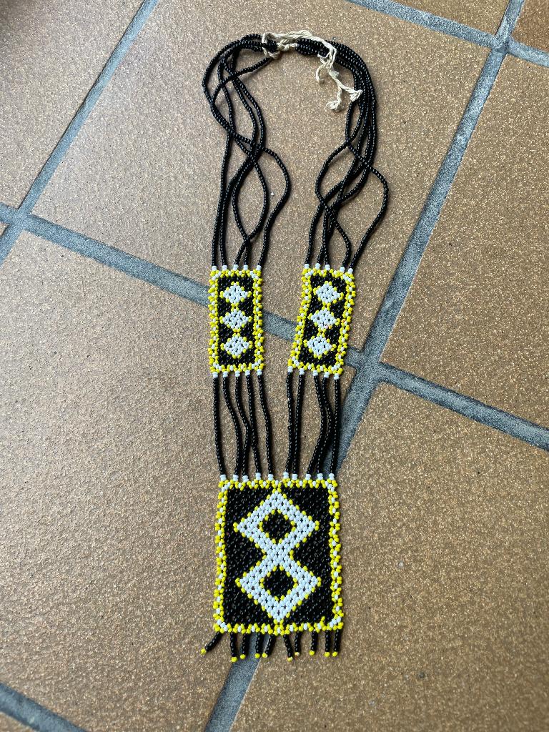 Retro vintage glaskralen ketting collier indiaan boho hippie, Ophalen of Verzenden, Overige materialen, Ketting