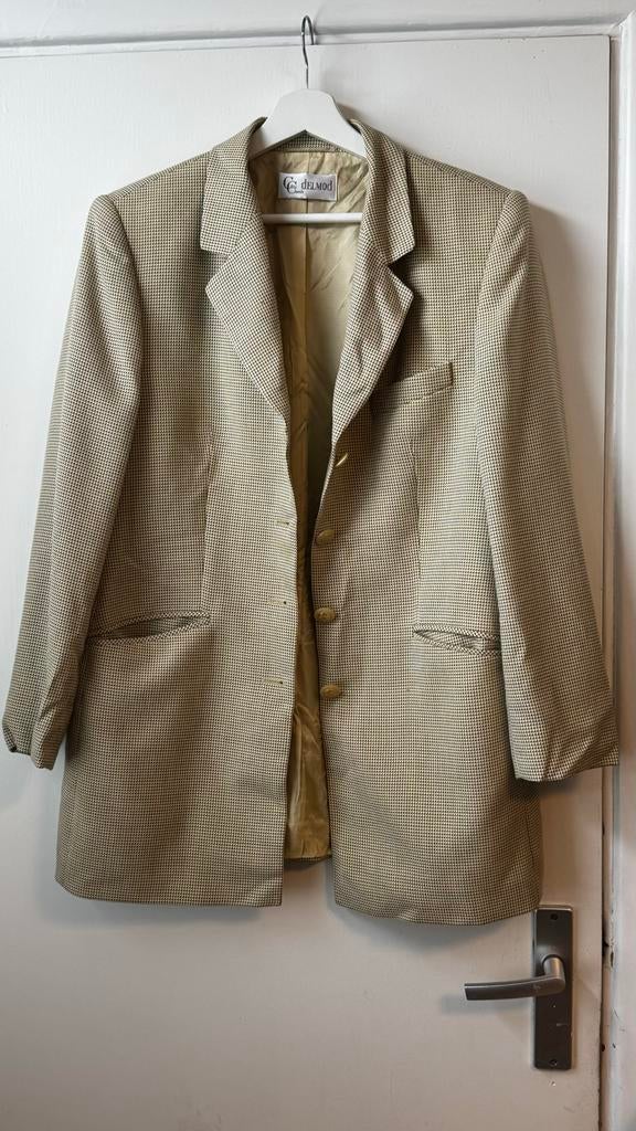 DELMOD Vintage Jasje 75% Scheerwol, Maat 38/40 (M), Beige, Ophalen of Verzenden, Jasje