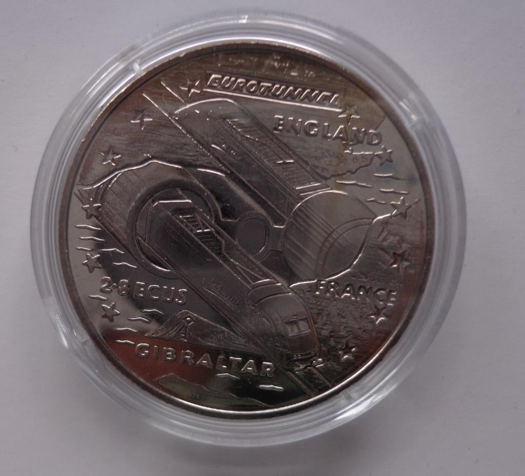 Gibraltar 2.8 Ecu 1993 Eurotunnel, Ophalen of Verzenden, Overige landen, Losse munt