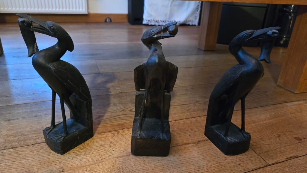 Balinees houtsnijwerk  3 reigers, Ophalen of Verzenden