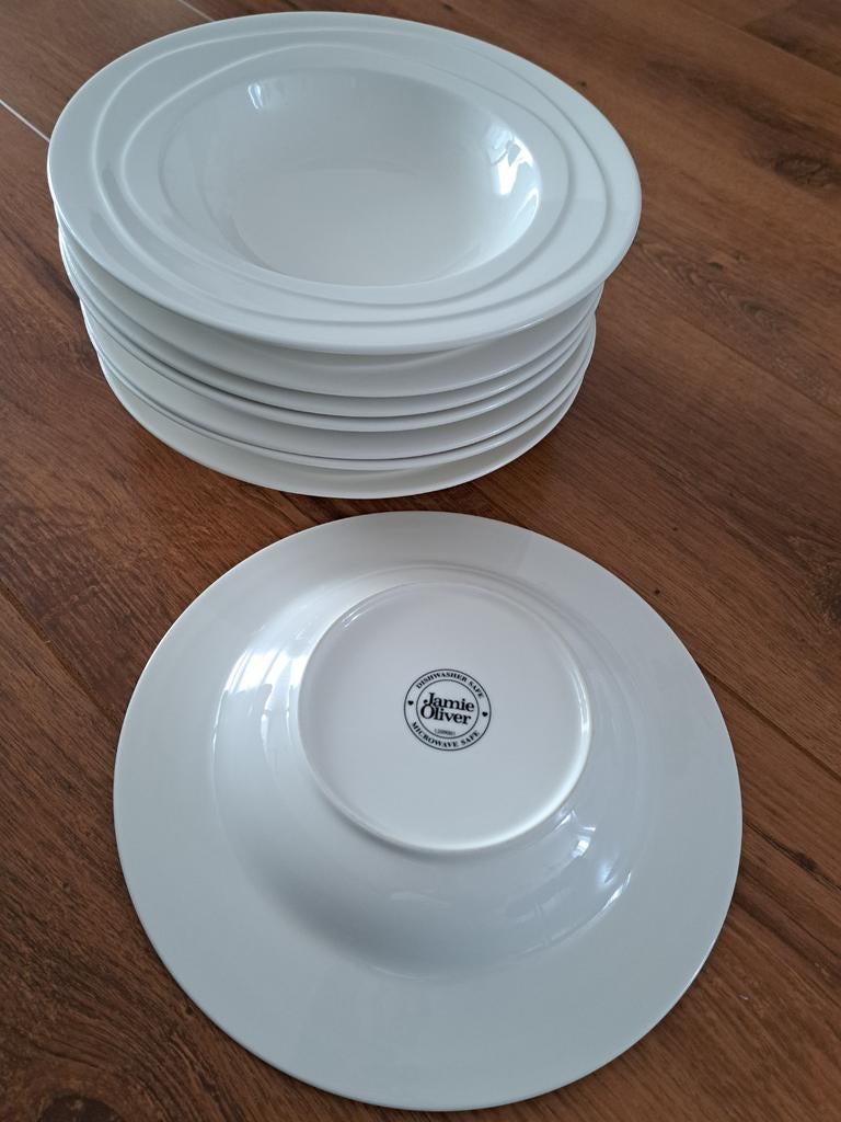 Jamie Oliver Waves diepe borden 8 stuks, Ophalen, Keramiek, Zo goed als nieuw, Bord(en)