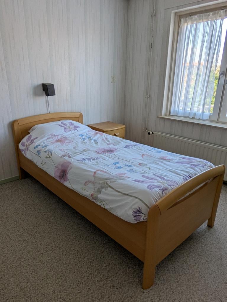 Vroomshoop eenpersoonsbed met Auping spiraalbodem, Ophalen, Gebruikt, 90 cm, Eenpersoons