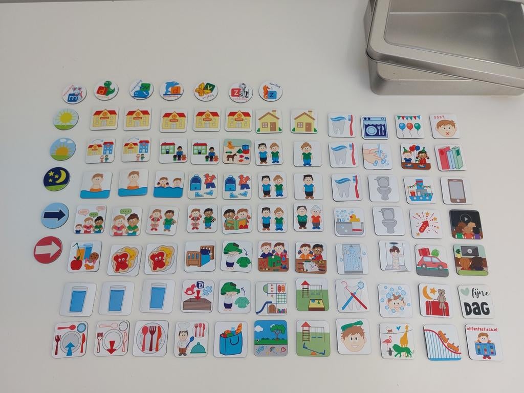 Olifantastisch planbord weekplanner magneetjes 89x in blik, Kinderen en Baby's, Ophalen of Verzenden, Zo goed als nieuw