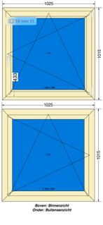 Kunststof kozijn draai kiep met triple glas, Doe-het-zelf en Verbouw, Gevelraam of Ruit, Gebruikt, 80 tot 120 cm, Ophalen of Verzenden