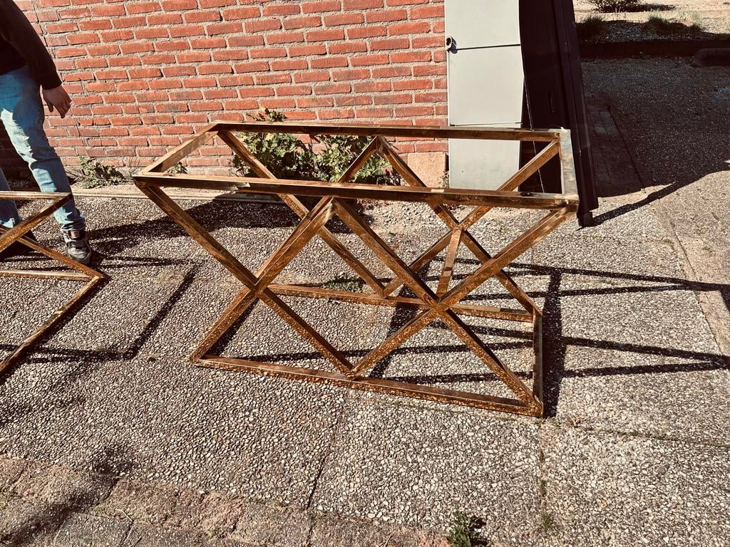 Keukentafel en salontafel met glazen blad, Huis en Inrichting, Ophalen, Gebruikt, 100 tot 150 cm, 50 tot 100 cm