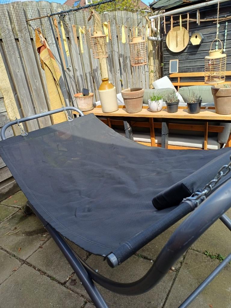 Comfortabele hangmat met standaard - Zwart, Ophalen, Gebruikt, Met standaard, Eenpersoons