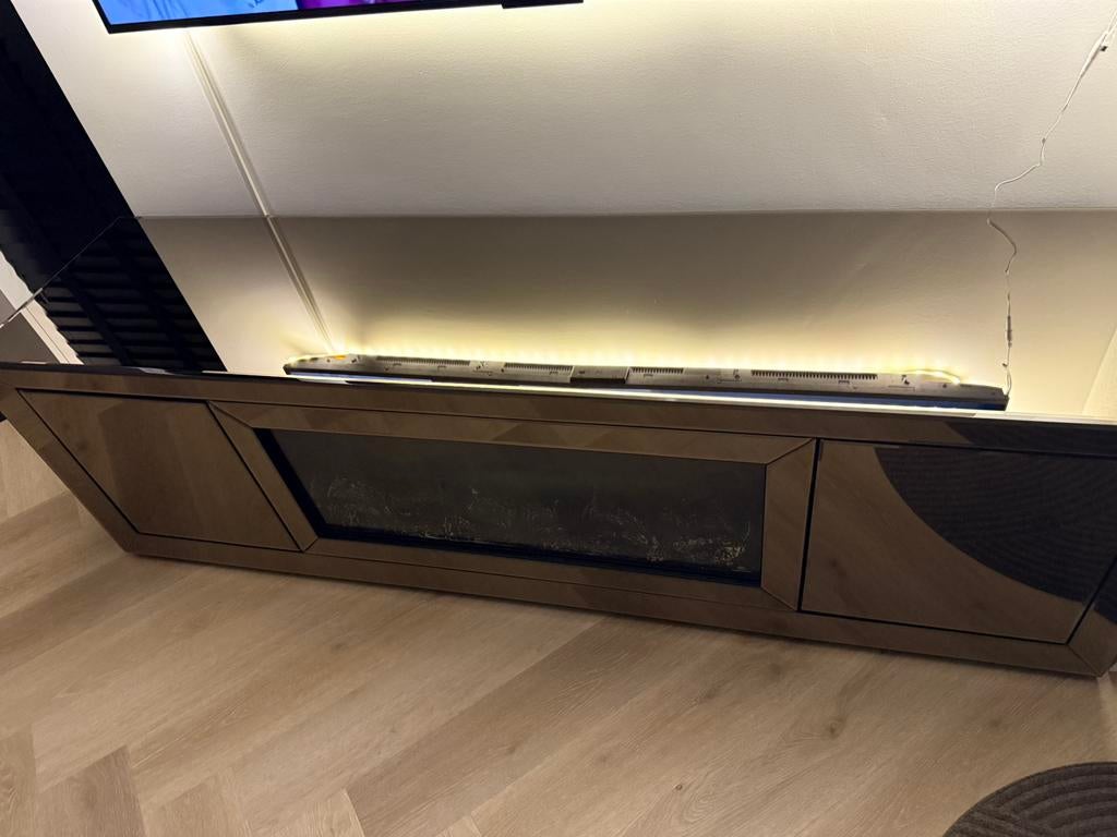 Tv-meubel met sfeerhaard, Huis en Inrichting, Kasten | Televisiemeubels, Ophalen, 150 tot 200 cm, Minder dan 100 cm, 25 tot 50 cm