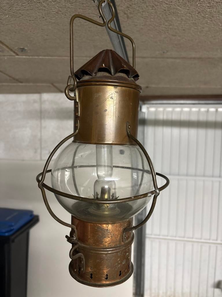 Antieke koperen scheepslamp/lantaarn, Ophalen of Verzenden