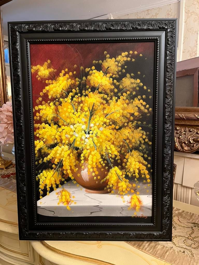 Prachtige olieverf bloemen schilderij, Antiek en Kunst, Ophalen of Verzenden