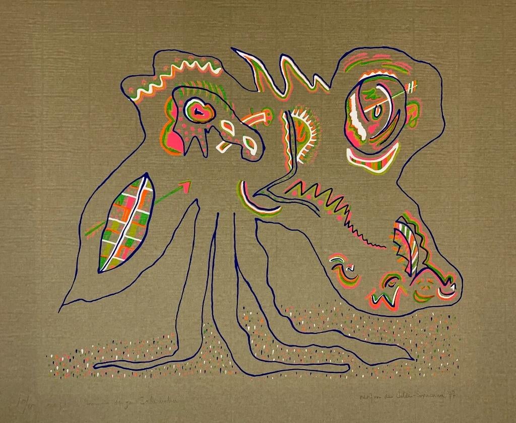 Zeefdruk Pombo den gan Saluwaku, Ophalen of Verzenden