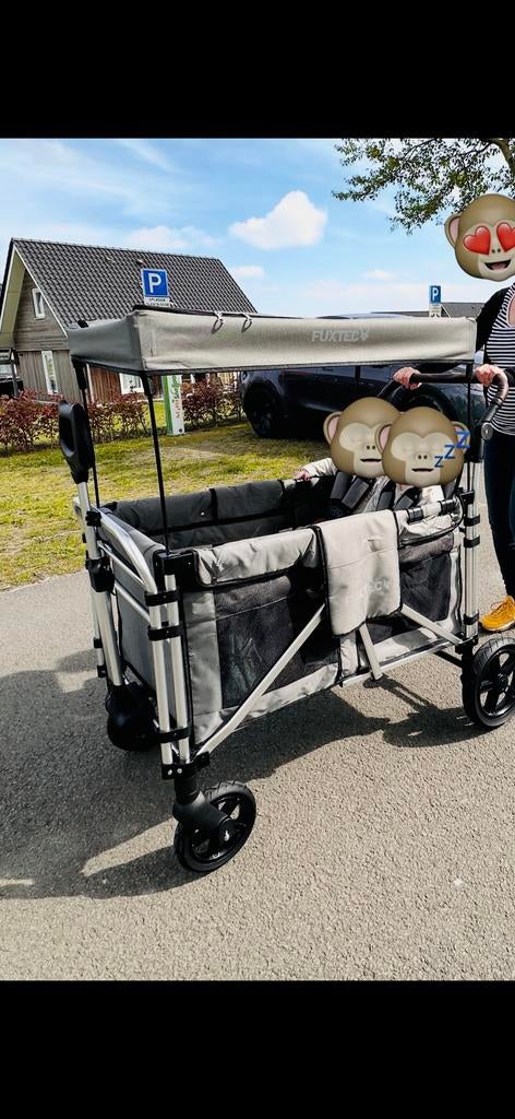 Fuxtec bolderkar met zonnekap en zitjes, Caravans en Kamperen, Bolderkarren, Ophalen, Opvouwbaar, Zo goed als nieuw