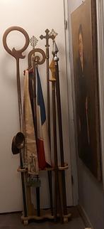 9x antieke processie stokken in org. kerkhouder, Ophalen of Verzenden