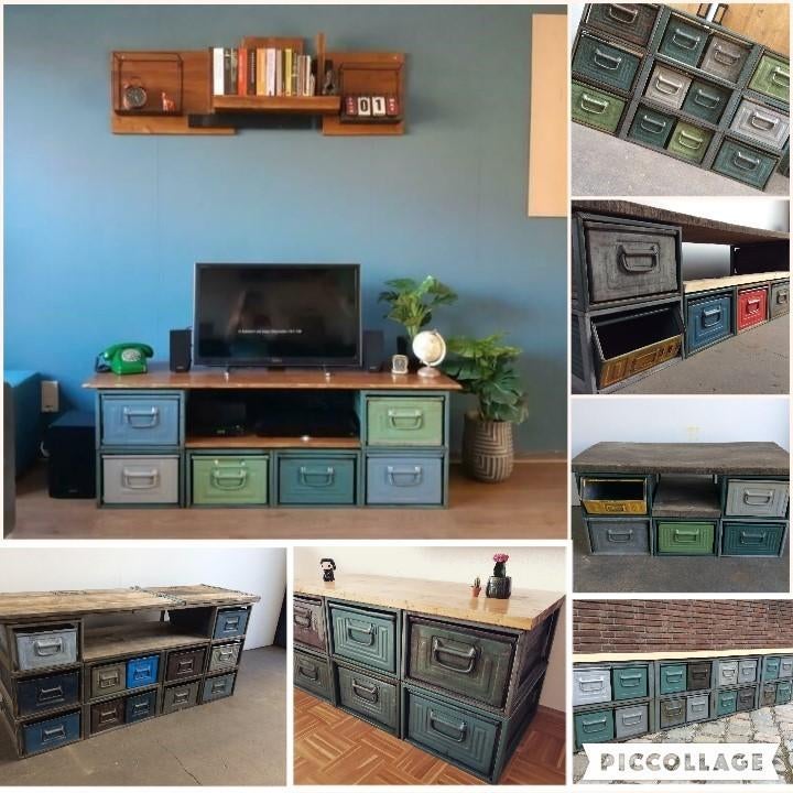 Modulaire Ladekast KASTEN TV-kast Dressoir Stapelbak SALE !, Gebruikt, Ophalen of Verzenden, Minder dan 100 cm, Metaal