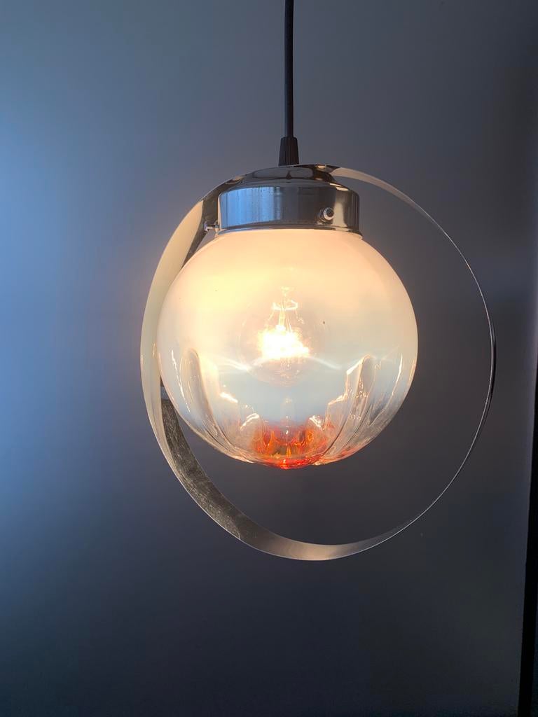 Mazzega glass pendant silence of the lamps, Gebruikt, Mid century modern vintage design, Ophalen of Verzenden, Glas