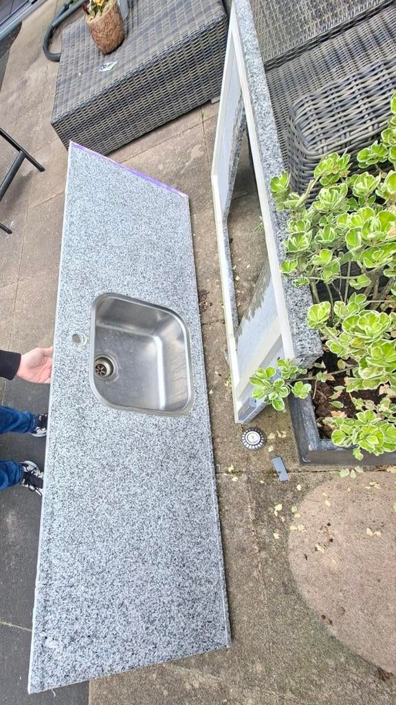 Graniet aanrechtblad + planken GRATIS OPHALEN, Ophalen, Gebruikt, 150 tot 200 cm, Minder dan 100 cm