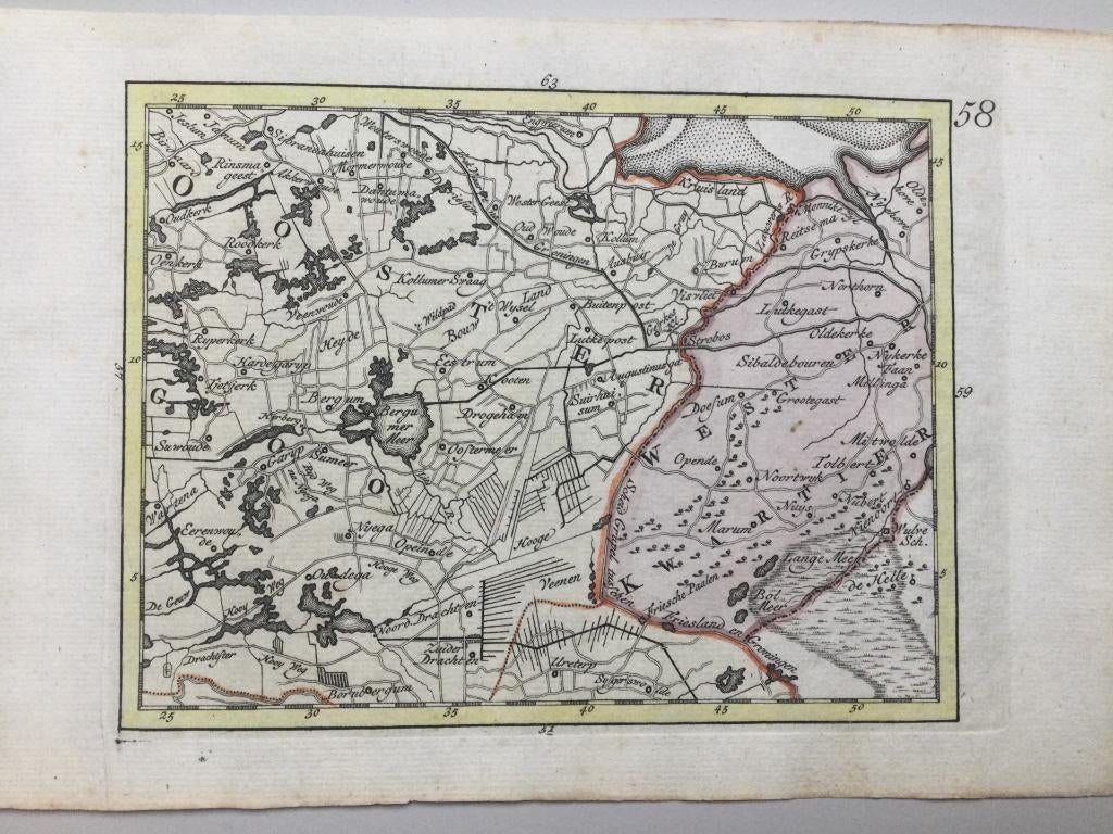 Friesland, regio Drachten/Kollum, JC Sepp, 1773 ., Verzenden, Cartografie, Ets, 1700 - 1799