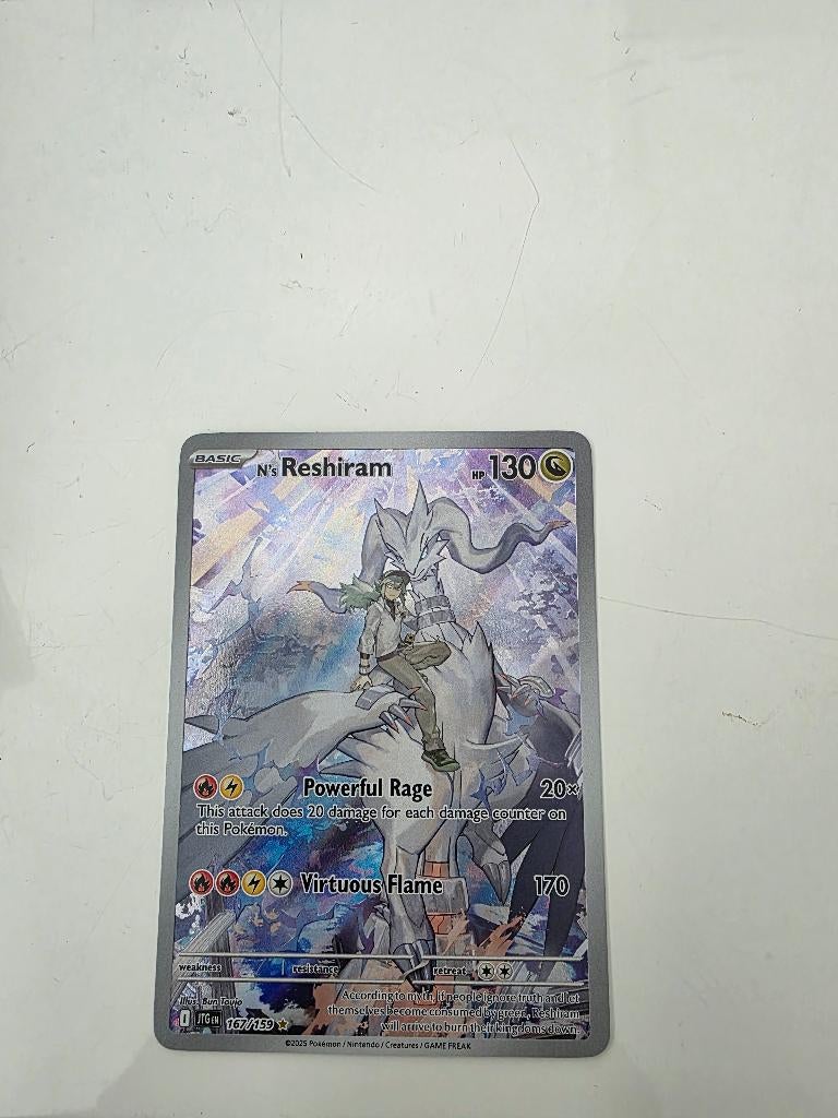 Pokemon ns Reshiram 167/159 raw, Ophalen of Verzenden, Zo goed als nieuw, Losse kaart