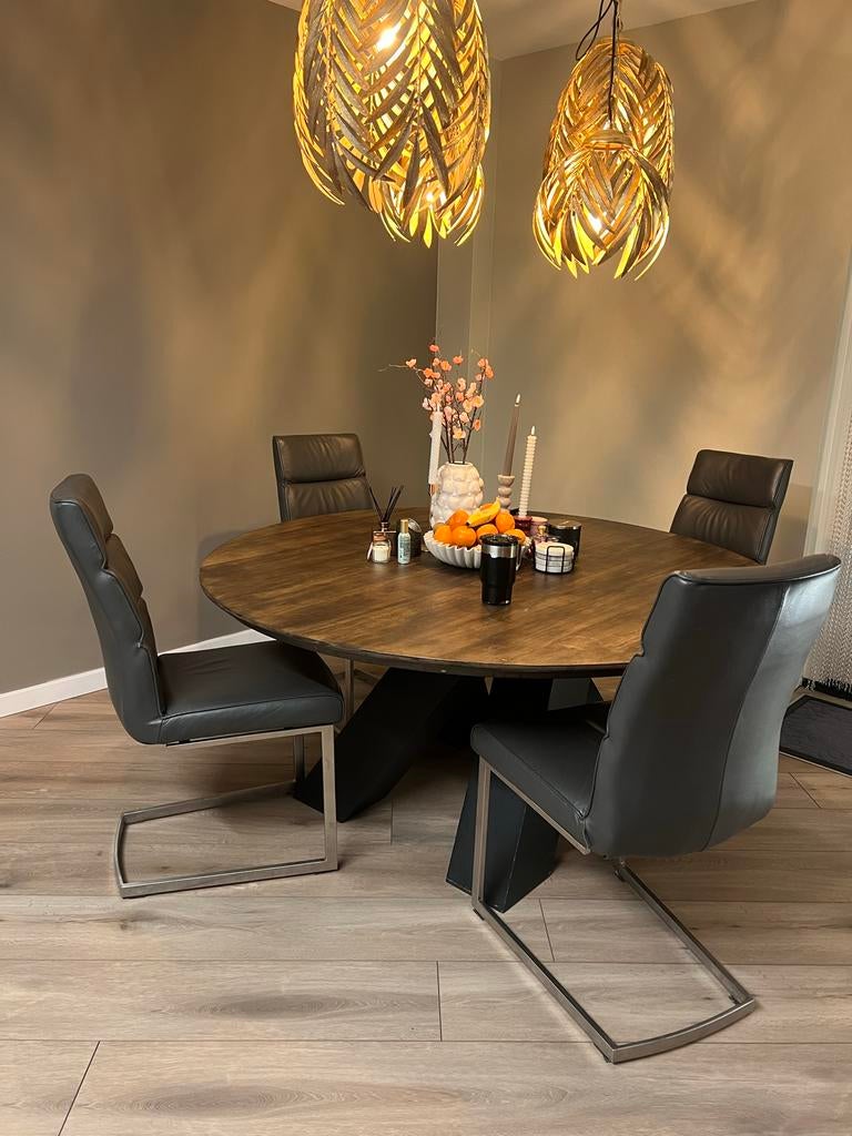 Xooon lederen eetkamerstoelen - Set van 4, 6 of 8, Huis en Inrichting, Stoelen, Ophalen, Gebruikt, Leer, Vijf, Zes of meer stoelen