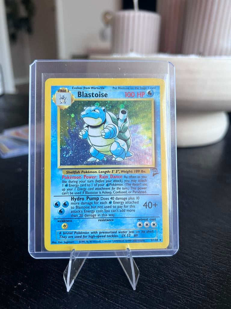 Blastoise Pokémon Kaart - Base Set 2/130 Holo, Hobby en Vrije tijd, Verzamelkaartspellen | Pokémon, Zo goed als nieuw, Losse kaart