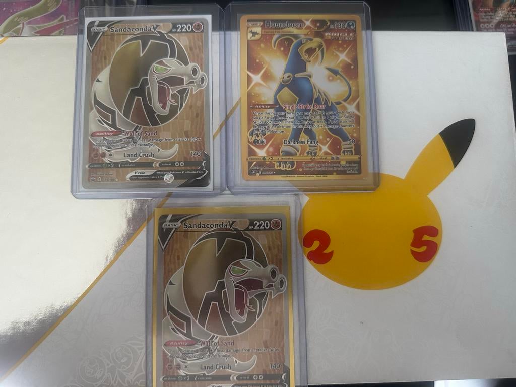 Pokémon kaarten: Sandaconda V en Houndoom, Ophalen of Verzenden, Nieuw, Meerdere kaarten, Foil