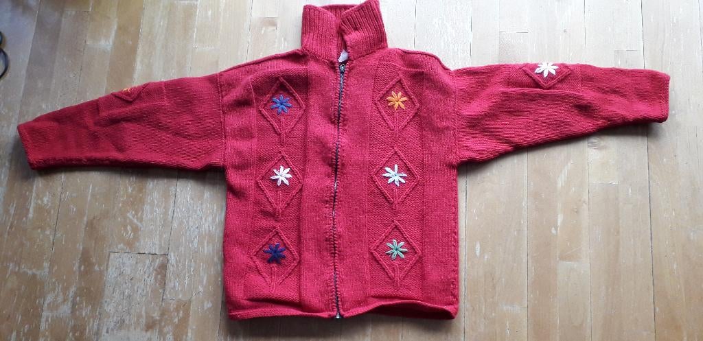 Gebreide wollen trui - rood, Ophalen of Verzenden, Zo goed als nieuw, Maat 38/40 (M), Rood