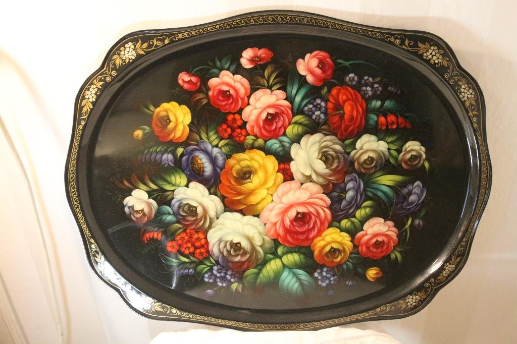 Zhostovo dienblad, Ophalen, Zo goed als nieuw, Ovaal, Metaal