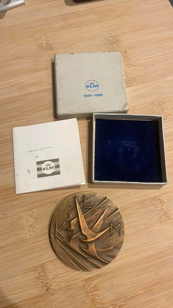 KLM jubileum penning, Postzegels en Munten, Ophalen of Verzenden