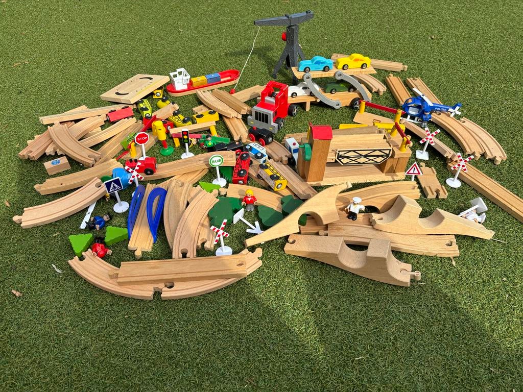 Uitgebreide Houten Treinset met Accessoires, Ophalen, Gebruikt, Overige typen