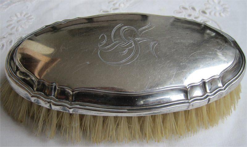 Antieke zilveren borstel (gemerkt) met monogram, Ophalen of Verzenden, Zilver