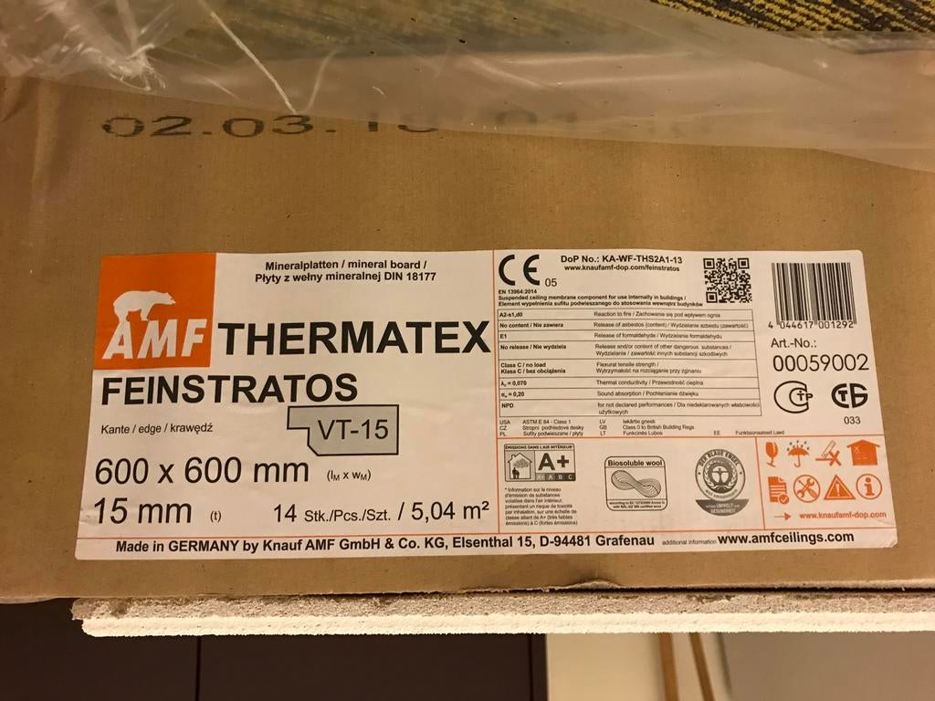 Gezocht AMF Thermatex Feinstratos systeem plafond platen., Ophalen, Gebruikt