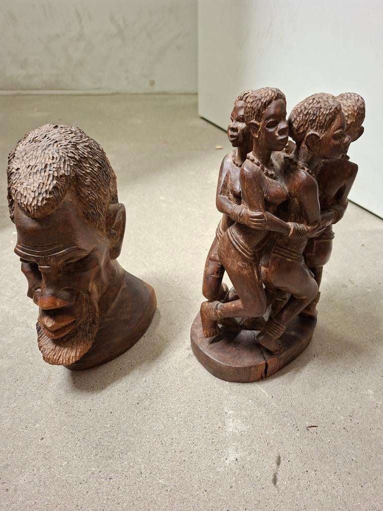 Houtsnijwerk uit Venda Zuid Afrika, 35cm hoog, Antiek en Kunst, Kunst | Beelden en Houtsnijwerken, Ophalen of Verzenden