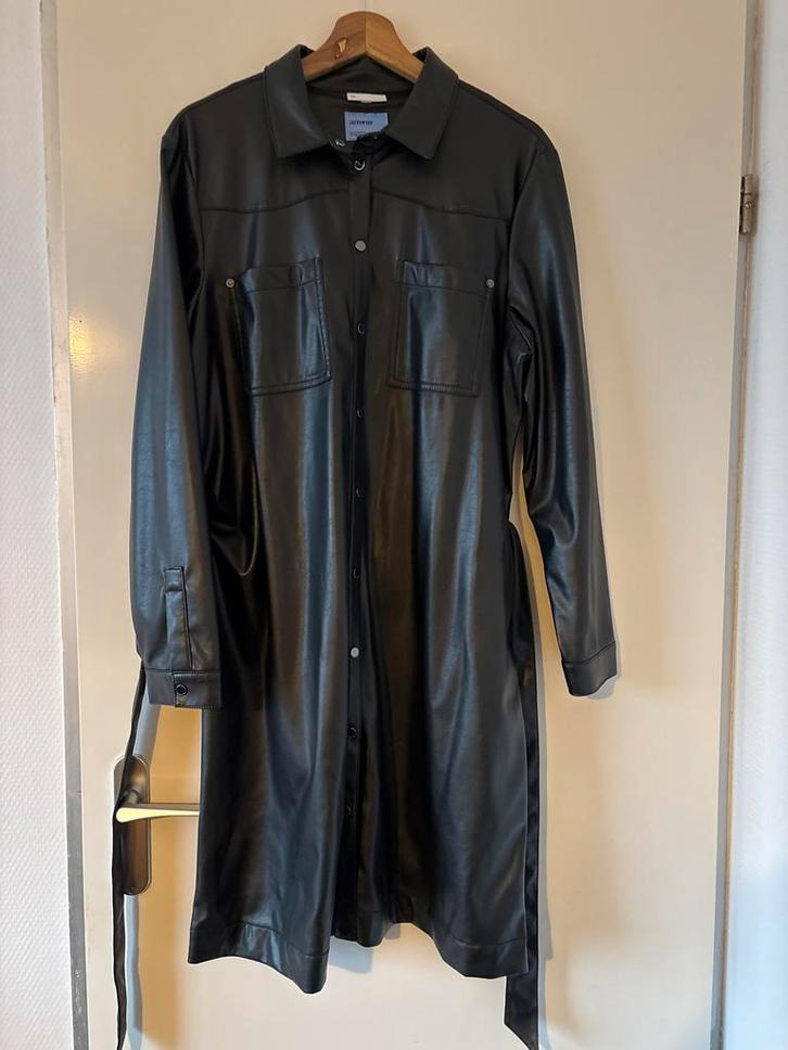 Zwarte leren Street One Jurk - Maat 42, Kleding | Dames, Jurken, Zo goed als nieuw, Maat 38/40 (M), Zwart, Knielengte, Ophalen