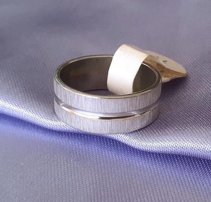 Ring zilver glanzend en matte gravure, Sieraden, Tassen en Uiterlijk, Ringen, Nieuw, Dame of Heer, 17 tot 18, Zilver, IJzer of Staal