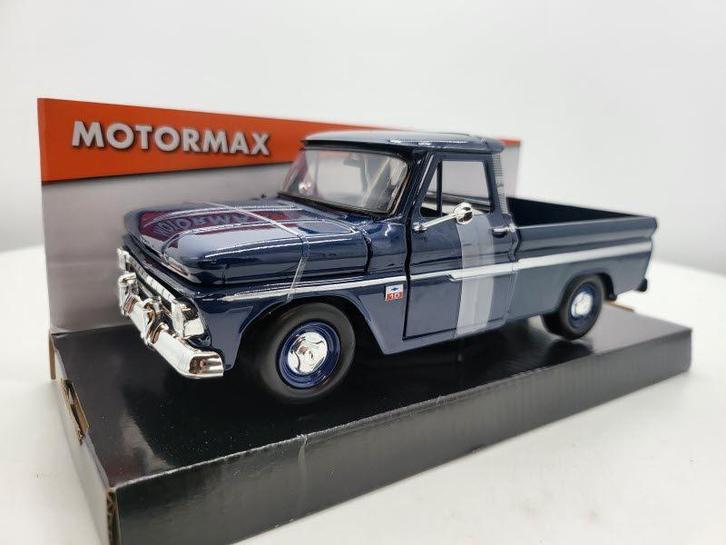 Chevrolet C10 Fleetside PickUp 1966 Blauw 1:24, Hobby en Vrije tijd, Modelauto's | 1:24, Nieuw, Auto, Motormax, Ophalen of Verzenden