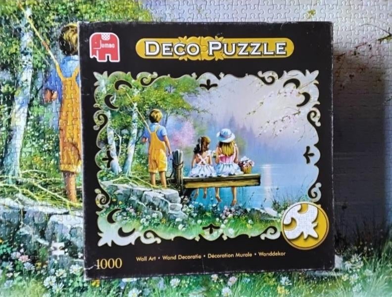 Jumbo deco puzzel 'fishing with friends' by Andres Orpinas, Ophalen, 500 t/m 1500 stukjes, Zo goed als nieuw, Legpuzzel