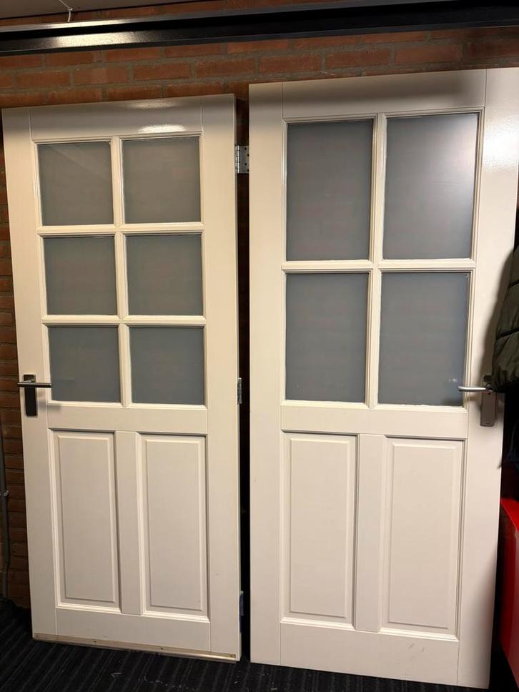 Twee massief houten deuren, Doe-het-zelf en Verbouw, Deuren en Horren, Gebruikt, Binnendeur, 200 tot 215 cm, 80 tot 100 cm, Hout