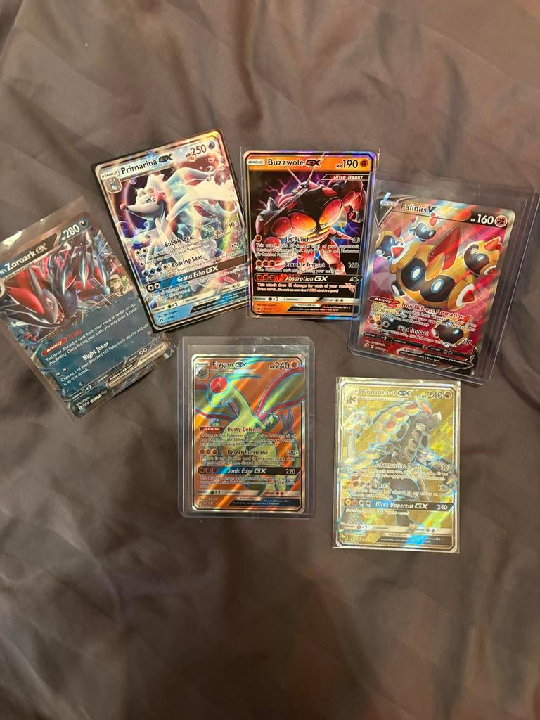 Pokémon GX en V kaarten - Set van 6, Ophalen of Verzenden, Zo goed als nieuw, Meerdere kaarten, Foil