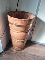 houten paraplubak met koperkleurige banden, Ophalen of Verzenden, Gebruikt, Hout