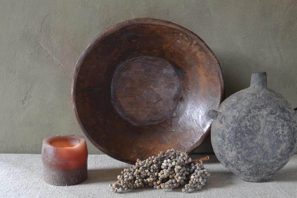 Oude houten schaal 37/38 cm, Huis en Inrichting, Woonaccessoires | Schalen en Manden, Gebruikt, Schaal, Rond, Ophalen of Verzenden