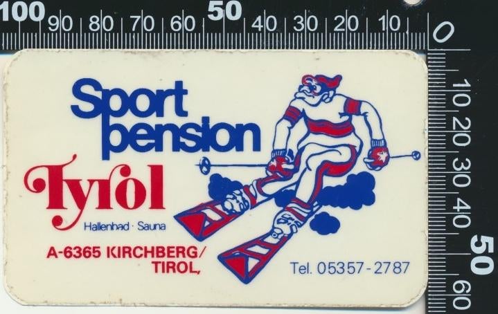 Sticker: Sport Pension Tyrol - Kirchberg Tirol, Ophalen of Verzenden, Zo goed als nieuw, Sport