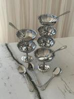 6 vintage flower vlinder stalen coupes ijs champagne rvs, Ophalen of Verzenden