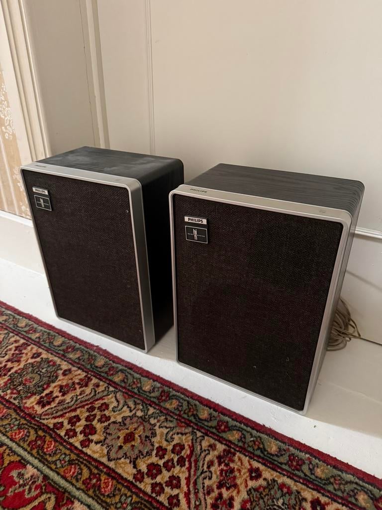 philips HIFI vintage 22 luidsprekers RH443/11R, Ophalen, Minder dan 60 watt, Front, Rear of Stereo speakers, Philips