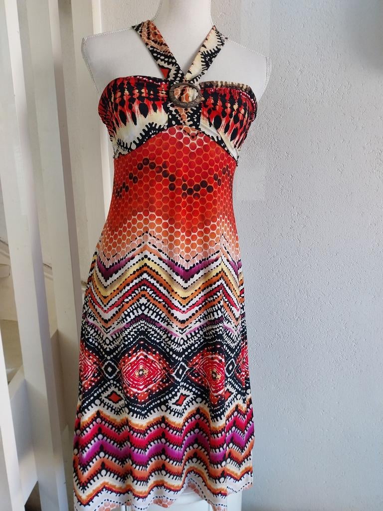 Zomerse Halterjurk met Etnische Print SNAP valt als S/M, Overige kleuren, Ophalen of Verzenden, Zo goed als nieuw, Knielengte