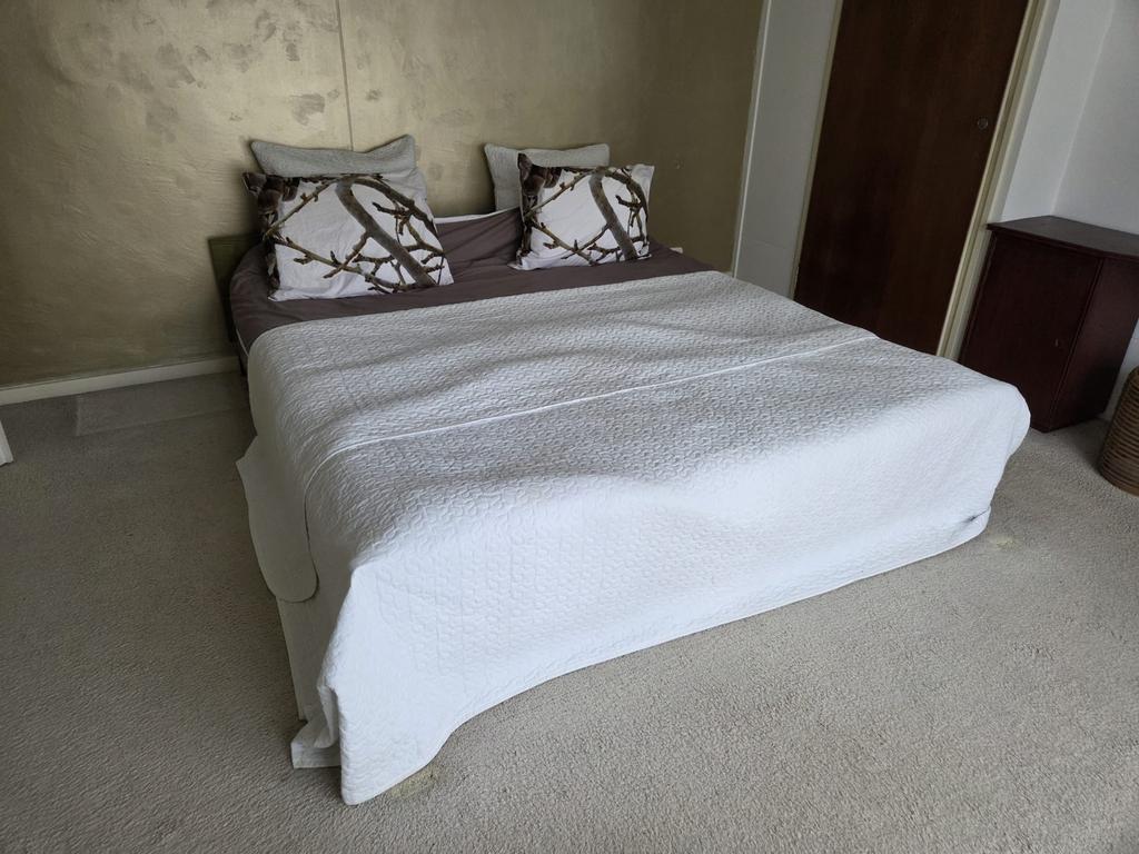 2 persoons bed Auping retro groen 186x208, Ophalen, Zo goed als nieuw, Tweepersoons