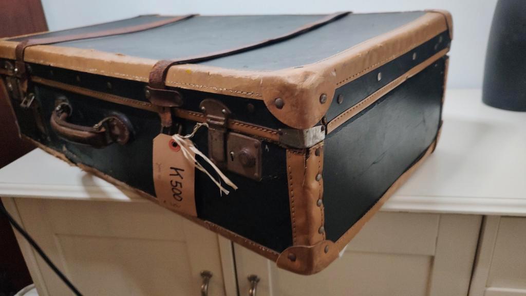 K500 VINTAGE jaren 50 koffer / hutkoffer van geperst karton, Overige materialen, Gebruikt, -, -