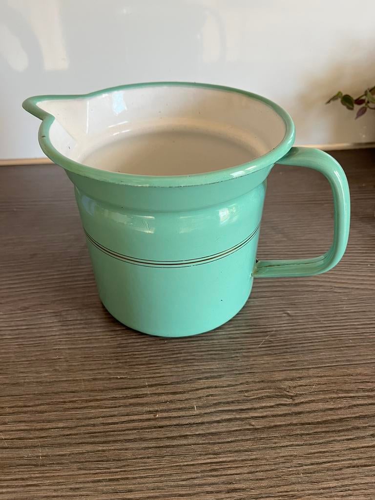 Emaille melkkan mintgroen 2 liter, Ophalen of Verzenden