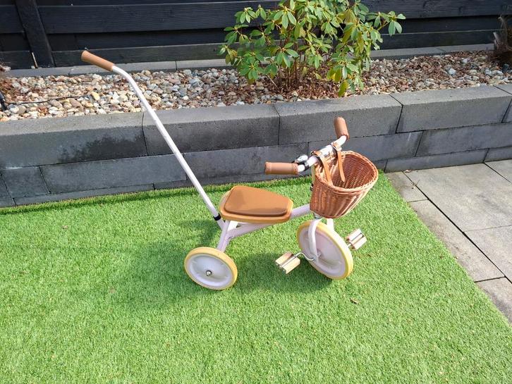 Banwood driewieler roze met mandje en duwstang, Fietsen en Brommers, Fietsen | Driewielers, Zo goed als nieuw, Duwstang, Ophalen