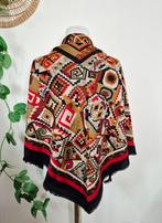 Vintage wollen ethnic print hals/omslagdoek XL, Kleding | Dames, Mutsen, Sjaals en Handschoenen, Maat 46/48 (XL) of groter, Ophalen of Verzenden