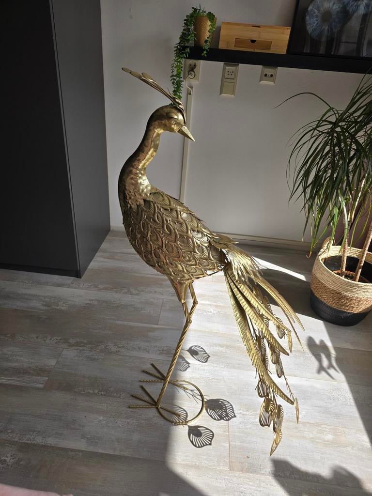 Gouden Pauw Decoratie Beeld - Uniek en Elegant, Huis en Inrichting, Ophalen of Verzenden, Zo goed als nieuw